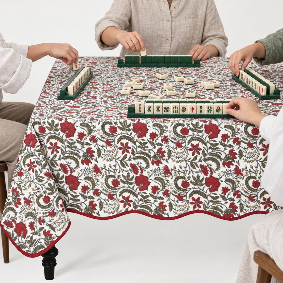Prune Red Piping Square & Rectangle Tablecloth