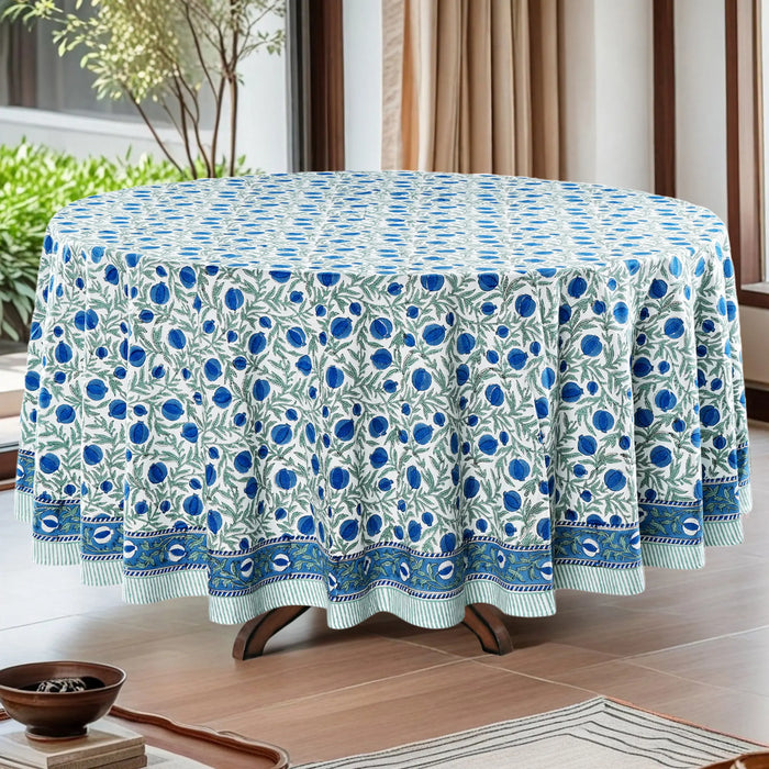Queen Blue Round Tablecloth