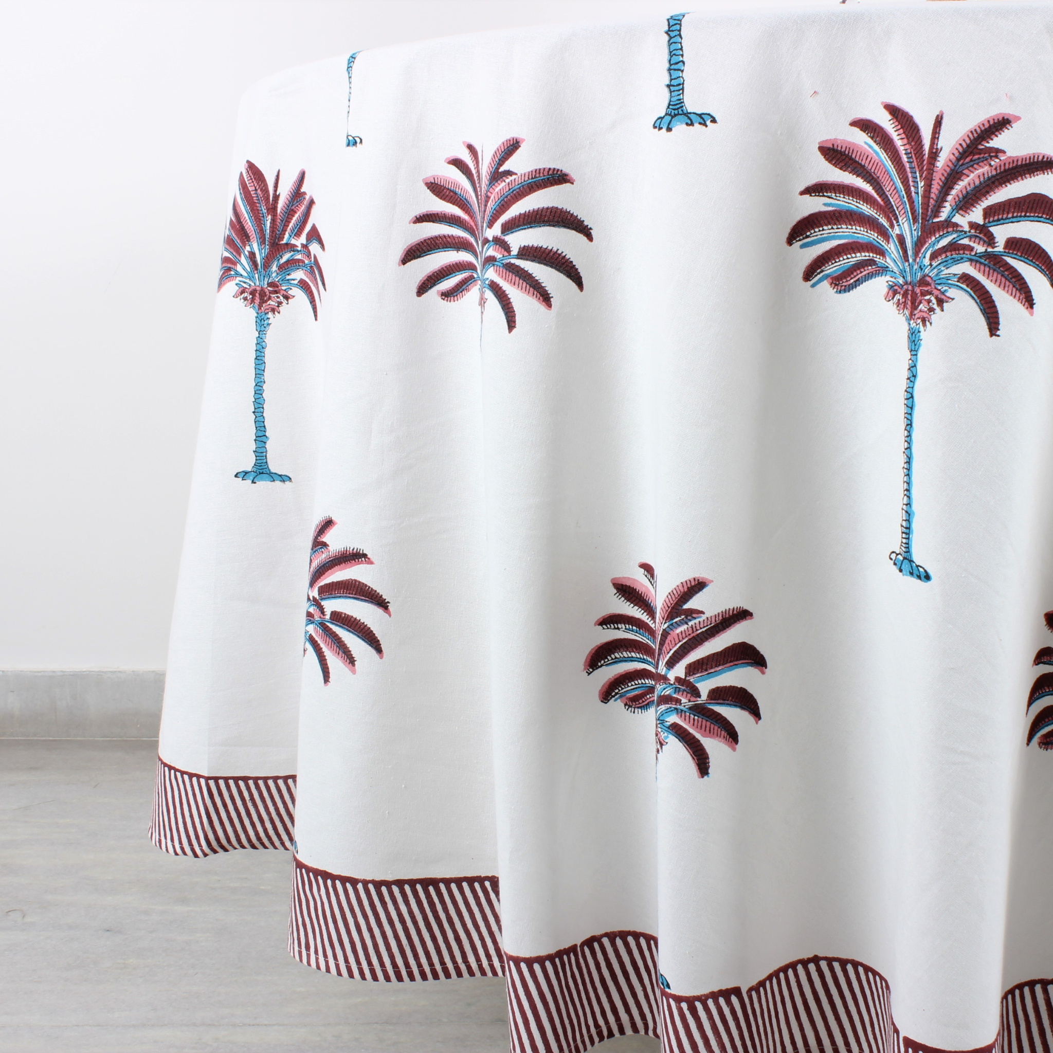 Curtain with palm tree design on a white background