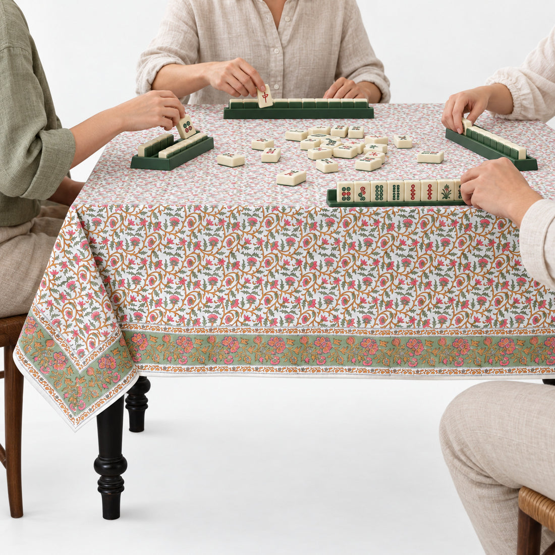 Rose Pink Floral Vine Rectangle & Square Tablecloth