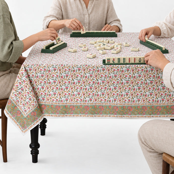 Rose Pink Floral Vine Rectangle & Square Tablecloth