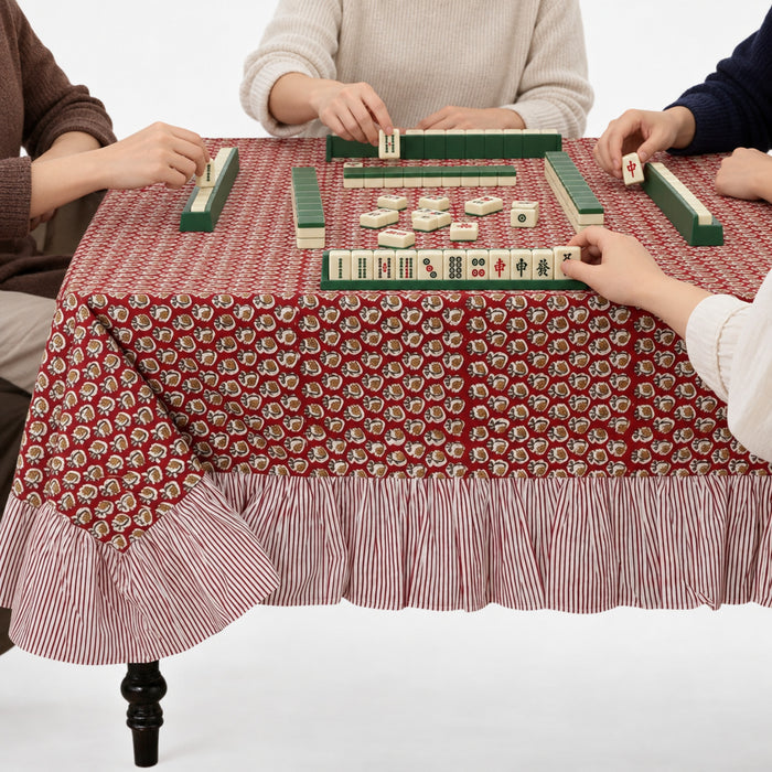 Ruffle Rectangle & Square Tablecloth - Chocolate Cosmos Red