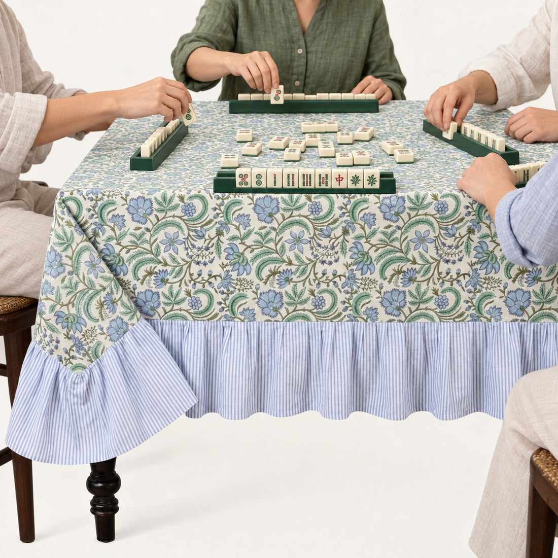 Ruffle Rectangle & Square Tablecloth - Columbia Blue