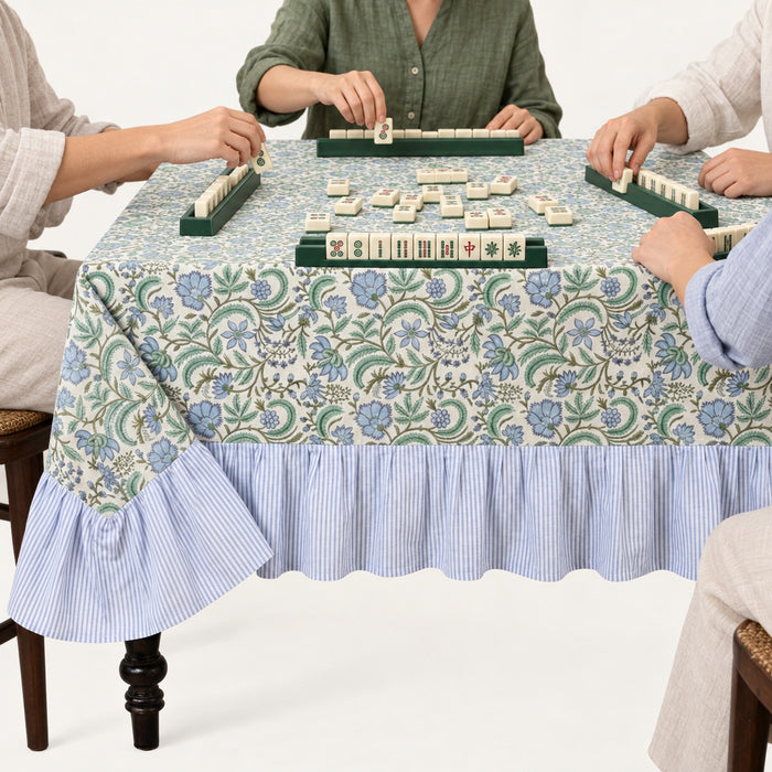 Ruffle Rectangle & Square Tablecloth - Columbia Blue
