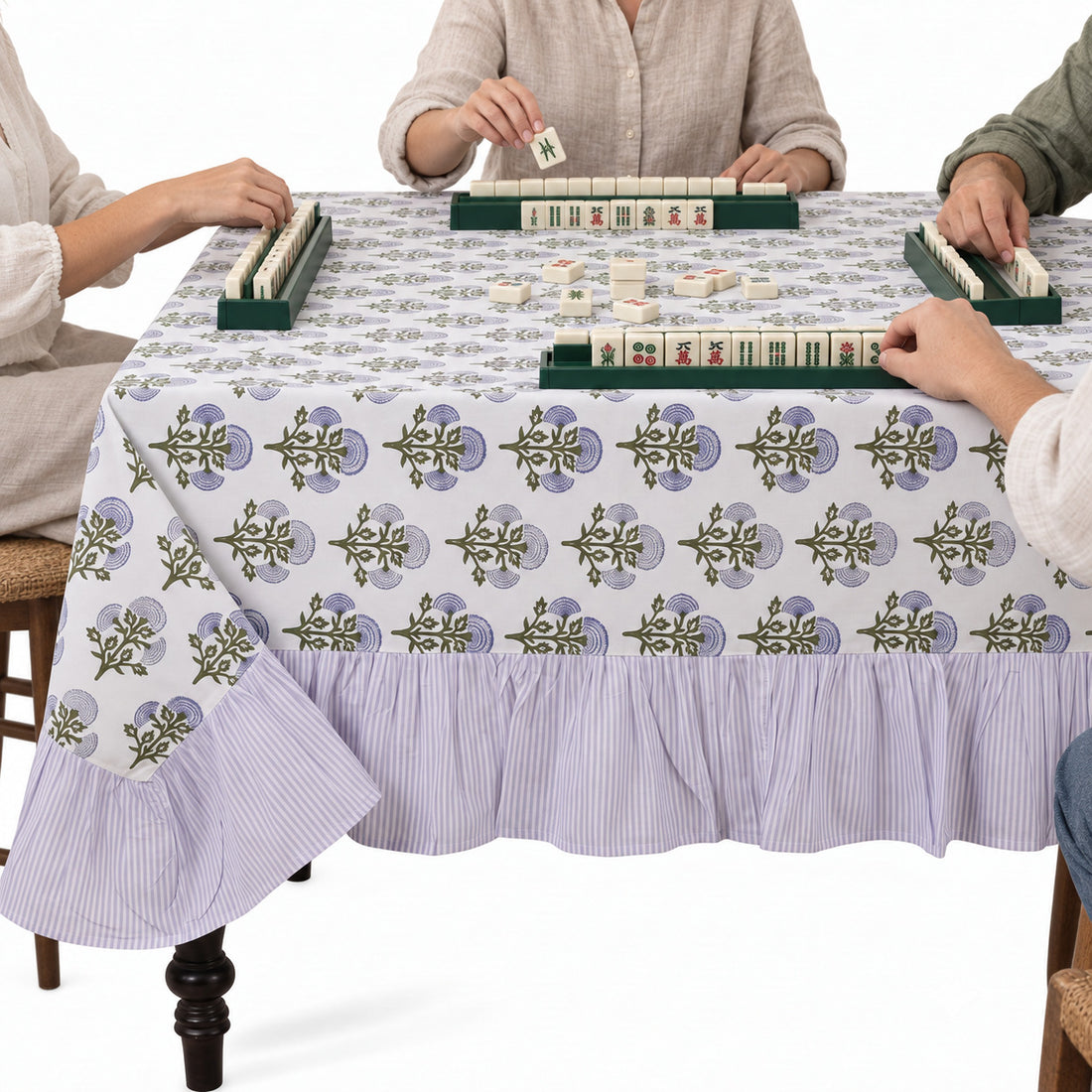 Ruffle Rectangle & Square Tablecloth - Mughal Buta Blue