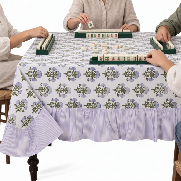 Ruffle Rectangle & Square Tablecloth - Mughal Buta Blue