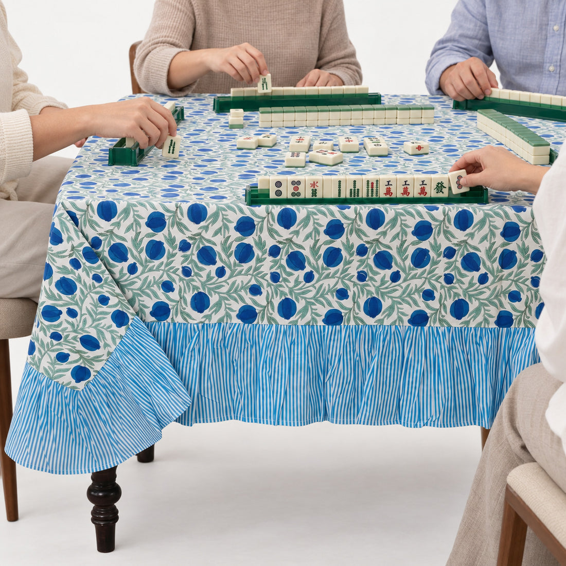 Ruffle Rectangle & Square Tablecloth - Queen Blue