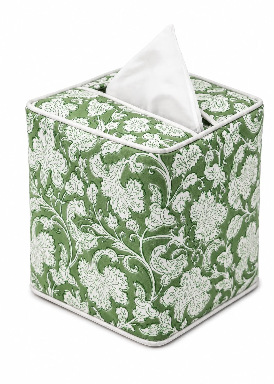 Sage Green Tissue Box Cover Ridhi Block Print