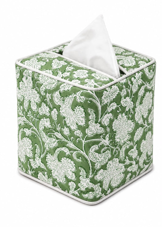 Sage Green Tissue Box Cover Ridhi Block Print
