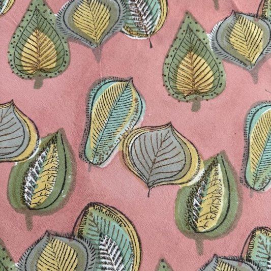 Pattern of stylized leaves on a pink background