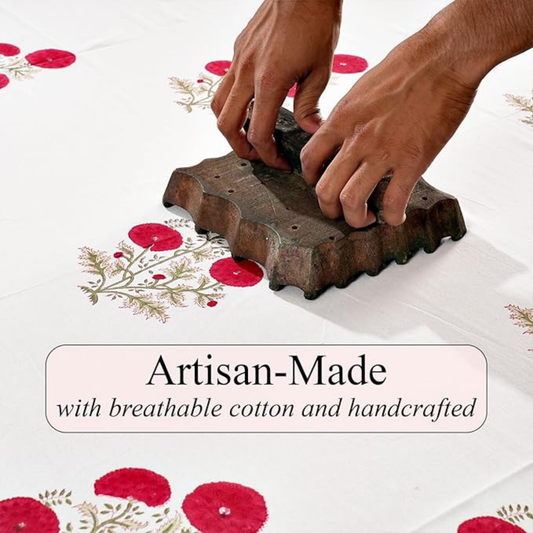 Hands using a brick mold on a floral-patterned surface with 'Artisan-Made' text.