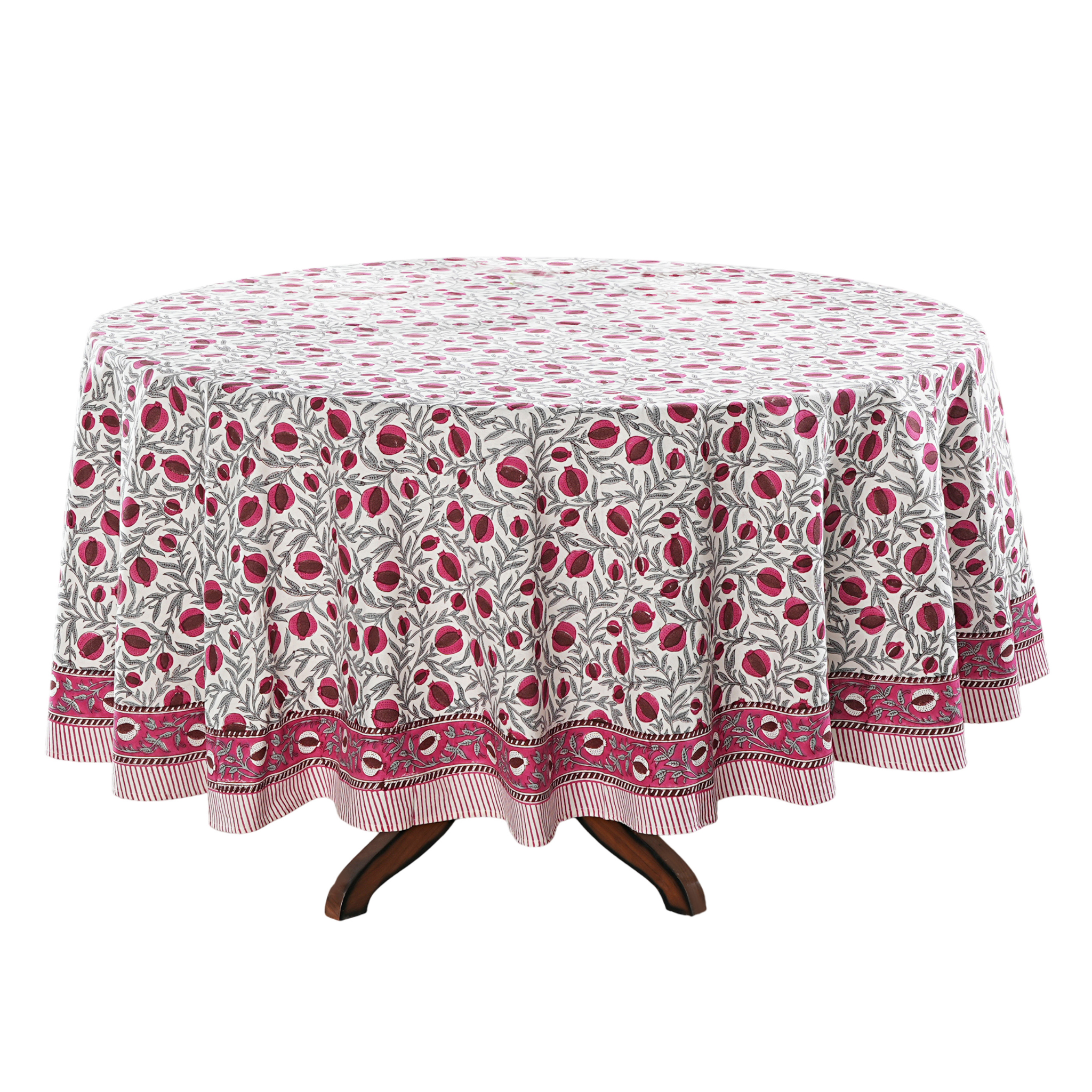 Round tablecloth with floral pattern on a white background