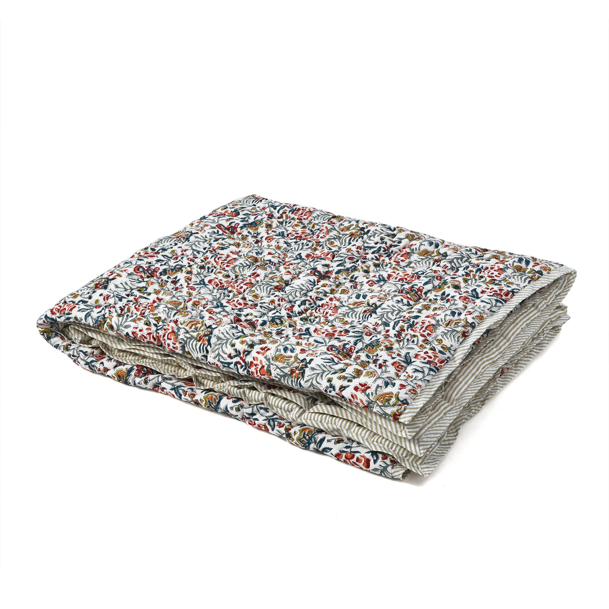 Floral patterned blanket on a white background