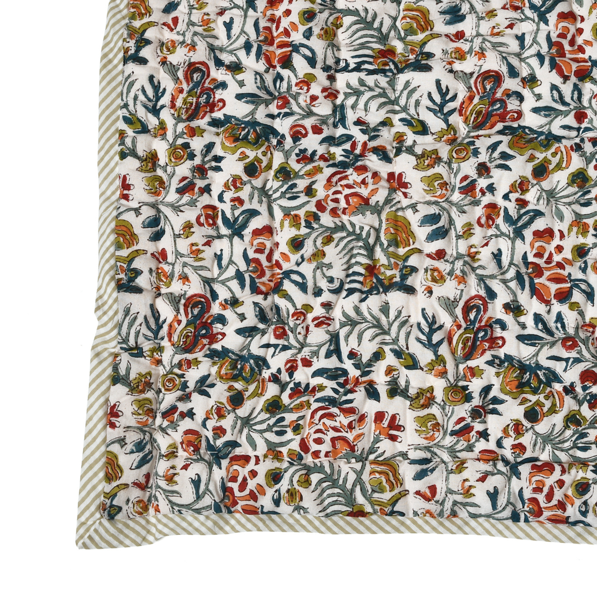 Floral patterned fabric with a white background