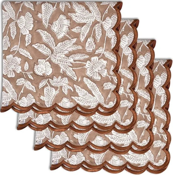 Oak Brown Napkins Ridhi Block Print