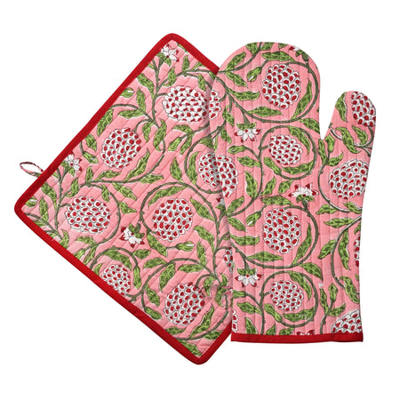 Strawberry Pink Oven Mitt Set
