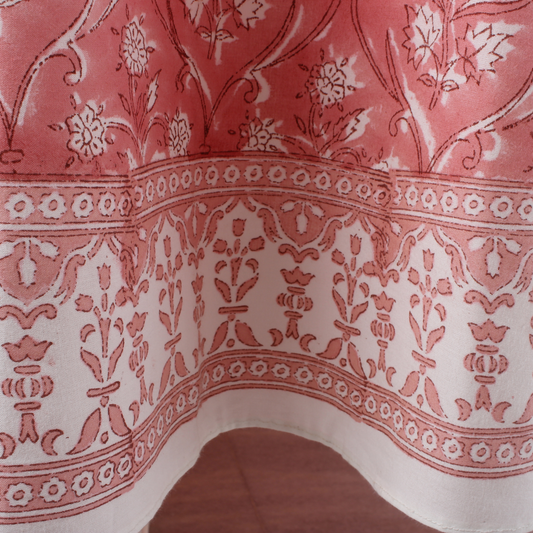 Close-up of a red and white patterned fabric