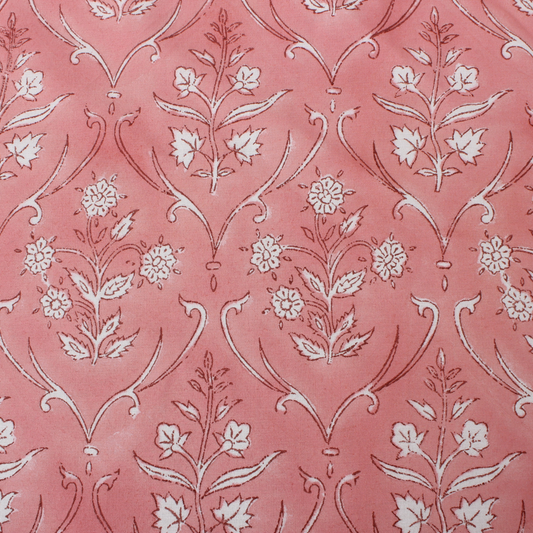 Decorative floral pattern on a pink background