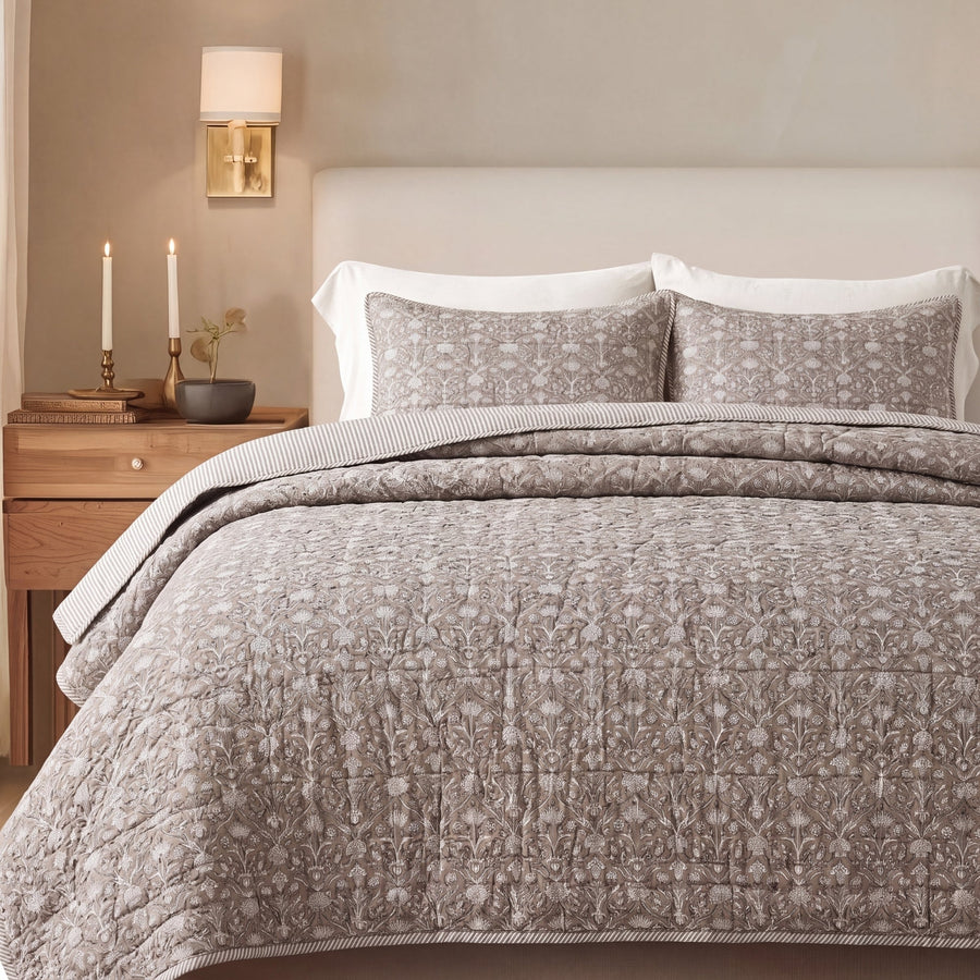 Taupe Quilt Ridhi Block Print