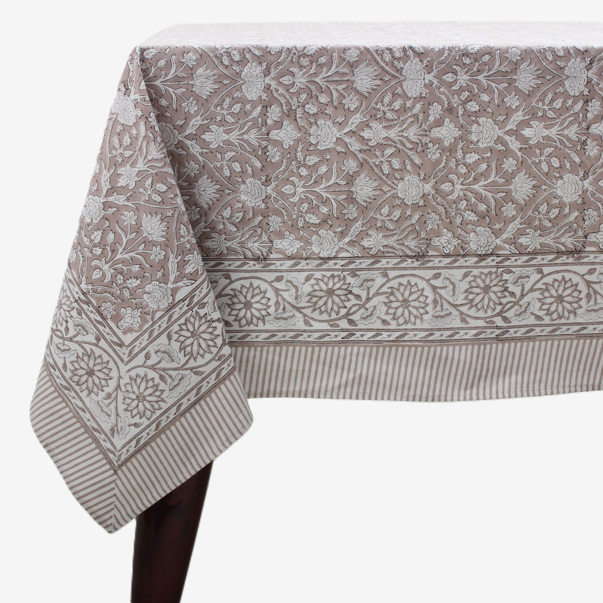 Patterned tablecloth on a white background