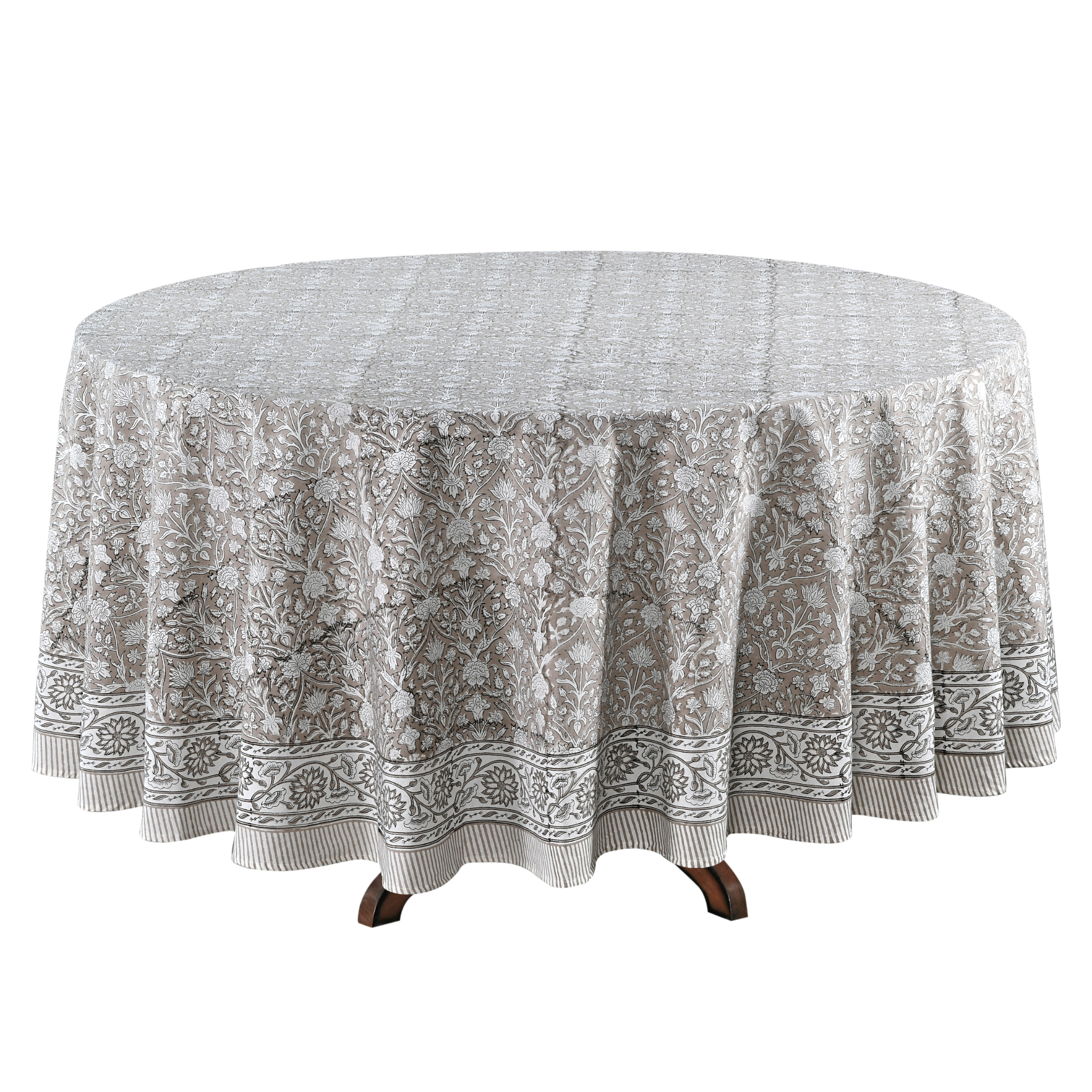 Round tablecloth with floral pattern on a white background