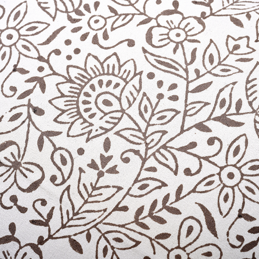 Brown floral and leaf pattern on a white background