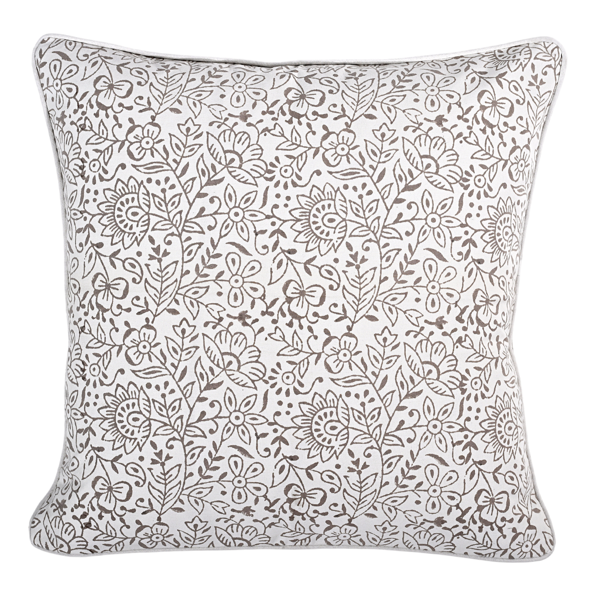 Decorative pillow with floral pattern on a white background
