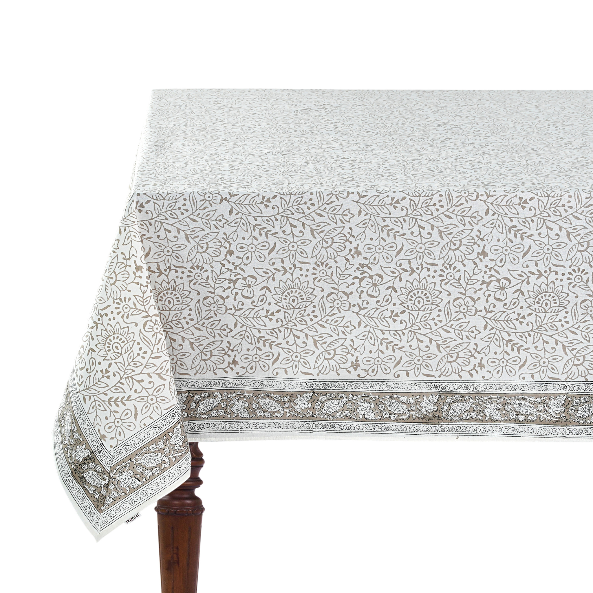 Tablecloth with floral pattern on a white background