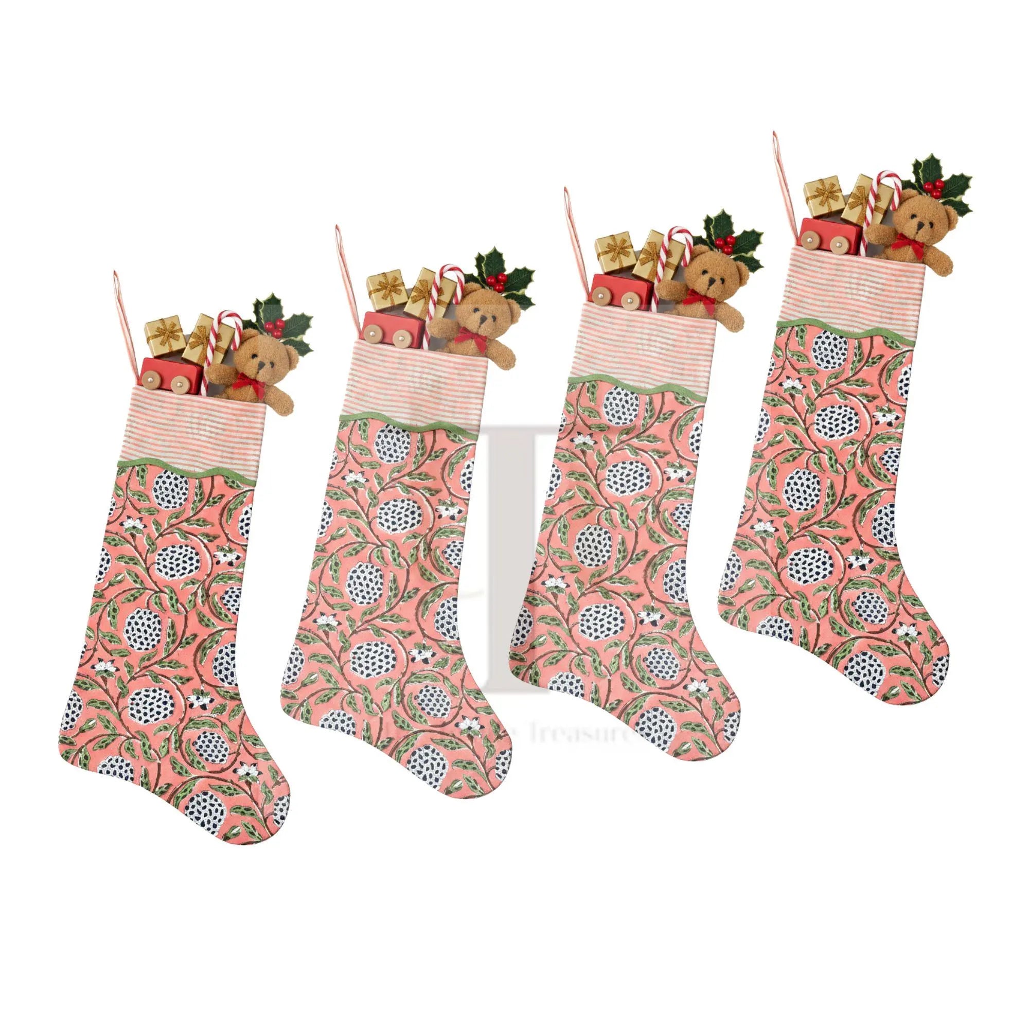 Dark Salmon Pink Christmas Stocking - Pair of 2