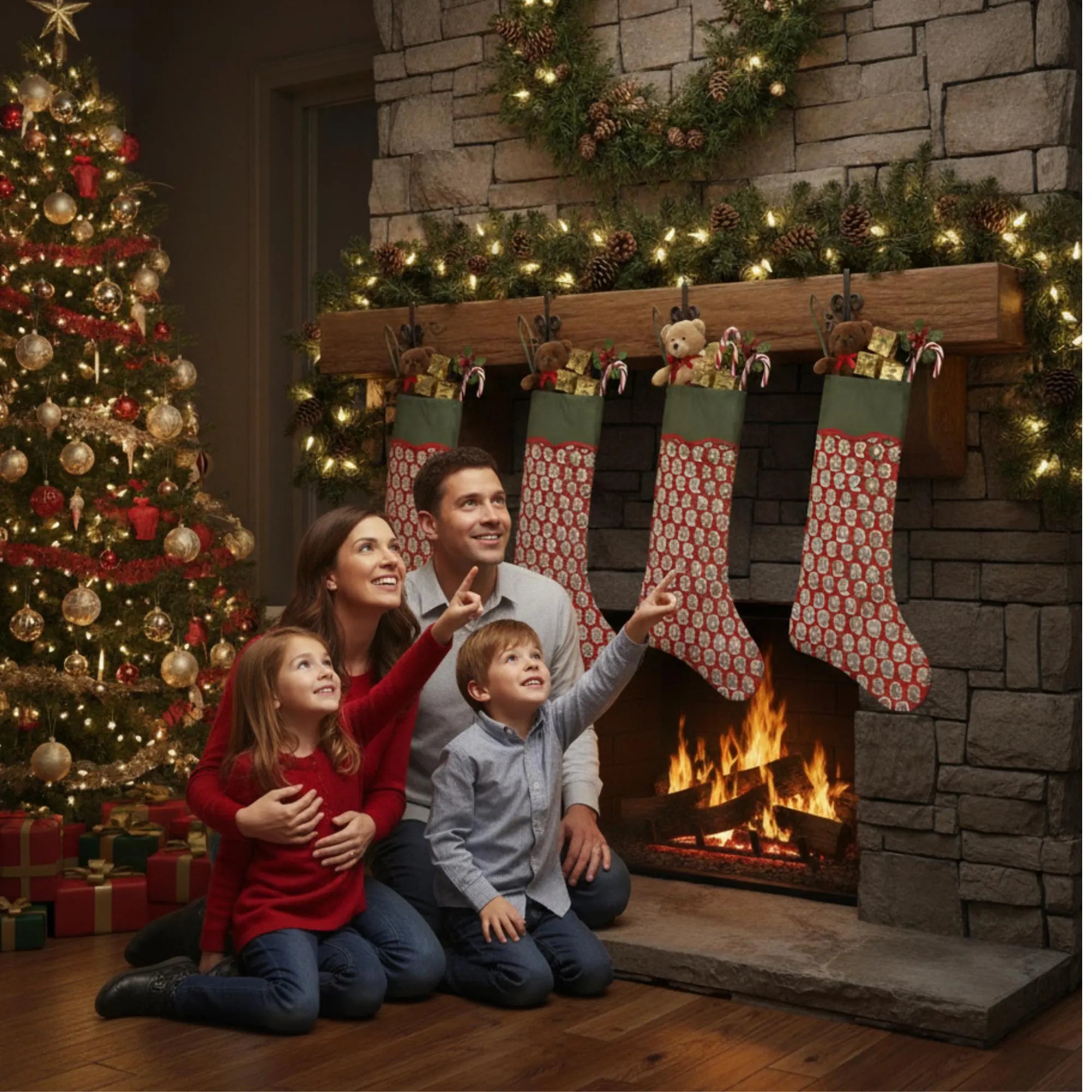 Chocolate Cosmos Red Christmas Stocking