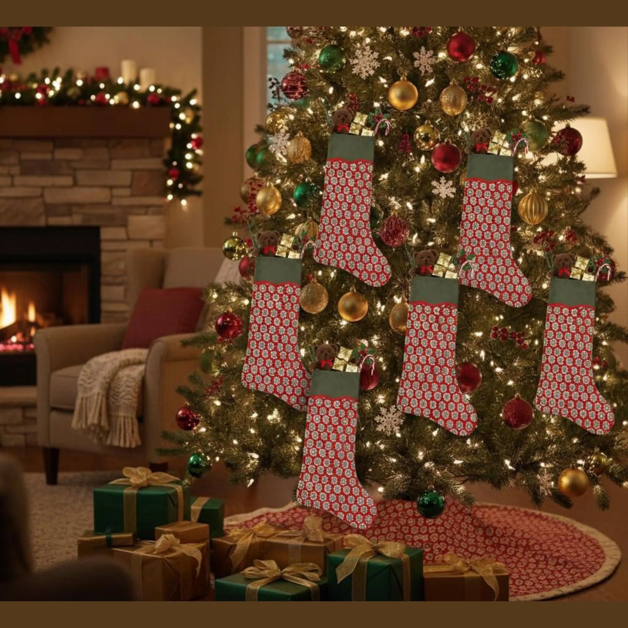 Chocolate Cosmos Red Christmas Stocking