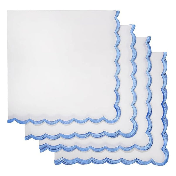 White with Blue Edge Embroidery Napkins